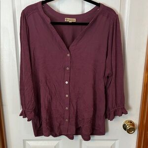 Democracy Women's Purple Button-Up Blouse